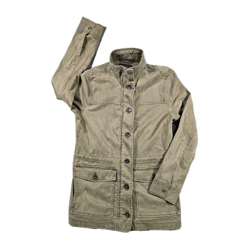 Lucky Brand Women's Utility Field Jacket Small Green Full Zip Button Lyocell